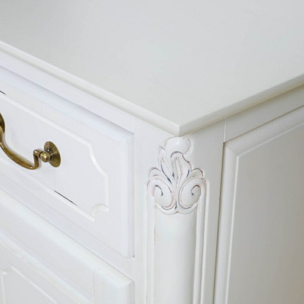 キャビネット 幅75cm マホガ二ー材 完成品 ホワイト 高級感 エレガント ホワイト ミニチェスト ローチェスト