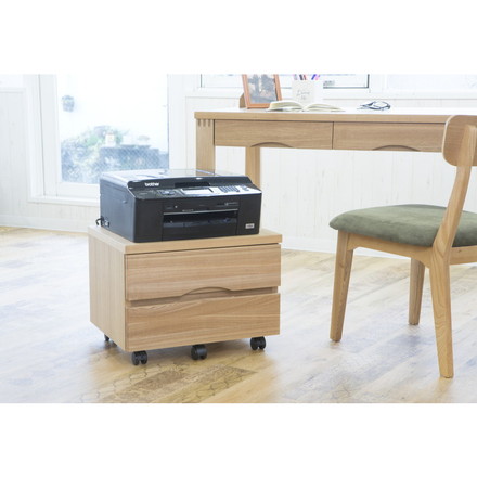 天然木 タモ 突板 プリンターワゴン 収納ワゴン 幅50 木目調 キャスター付き 2段 引き出し 木製 在宅勤務 テレワーク 勉強机