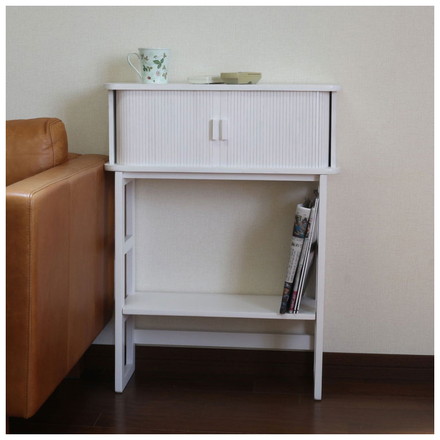 天然木ジャバラ扉のコンソールテーブル ホワイト 天然木 コンソールテーブル 玄関 廊下