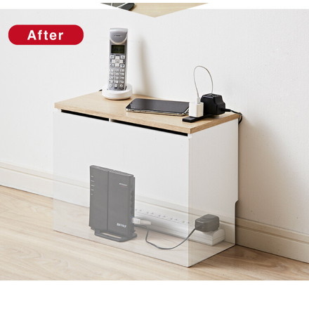 ケーブル収納ボックス コンセント付き 収納 収納ケース 配線隠し ウォールナット×ブラック