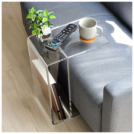 日本製 2way アクリルテーブル コの字型 完成品 10mm厚アクリル使用 透明 クリア