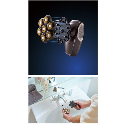 BEAUM 7ヘッドボディシェイバー 全身 電動グルーマー ムダ毛処理 メンズ 男性 チタンコート 充電式 コードレス 防水 IPX7 水洗い 風呂場 剃毛 簡単着脱 清潔 ビューム アピックス APIX ASV-B07