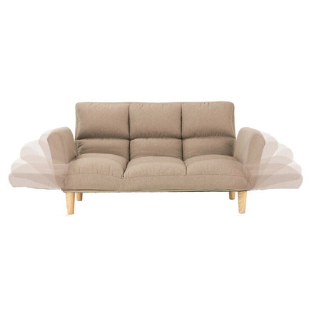 カウチソファ 最大幅177cm ベージュ ファブリックタイプ 2人掛けソファ リクライニングソファ ソファベッド