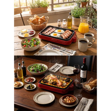 3WAYホットプレート ホットプレート 鍋 深鍋 たこ焼き器 焼肉 RM-243TE-RD ROOMMATE