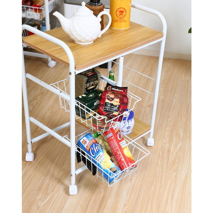 キッチンワゴン 幅56×奥行35.5×高さ69.5cm 合成樹脂化粧パーティクルボード スチール