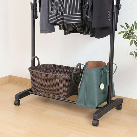 パイプシングルハンガー 3644-A0-BK 14199 ハンガーラック キャスター付き サイドフック 大容量 コンパクト コートハンガー オープンラック 衣類収納