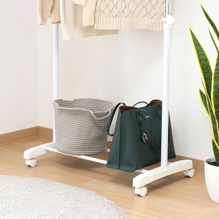 パイプシングルハンガー 3644-A0-WH 14201 ハンガーラック キャスター付き サイドフック 大容量 コンパクト コートハンガー オープンラック 衣類収納