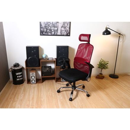 オフィスチェア パーソナルチェア レッド 幅66×奥行64×高さ111.5~127.5cm