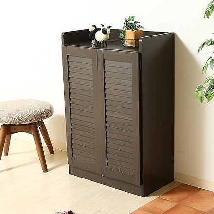 ルーバーシューズボックス(オープントップ) W600×D335×H900mm ブラウン