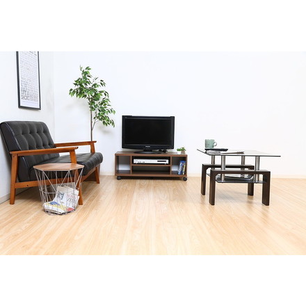 キャスター付きTV台 ミディアムブラウン 幅89×奥行32.9×高さ40.8cm