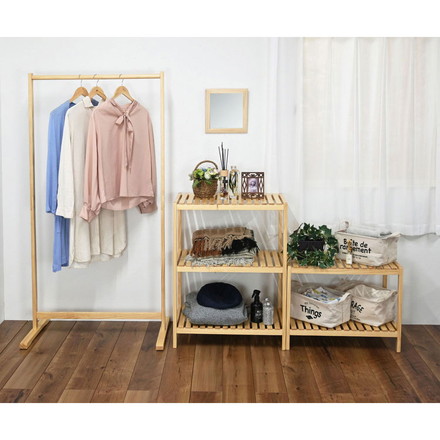 ウッドラック2段 オープンラック 収納 リビング収納 リビングシェルフ 収納ラック 2段 シェルフ ラック