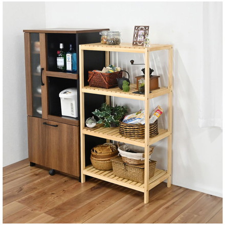 ウッドラック4段 オープンラック 収納 リビング収納 リビングシェルフ 収納ラック 4段 シェルフ ラック