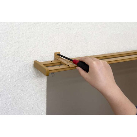 角型 カーテンレール 伸縮タイプ サイドユニット付き 1.6~3.0m ダブル 簡単取り付け ブラウンウッド