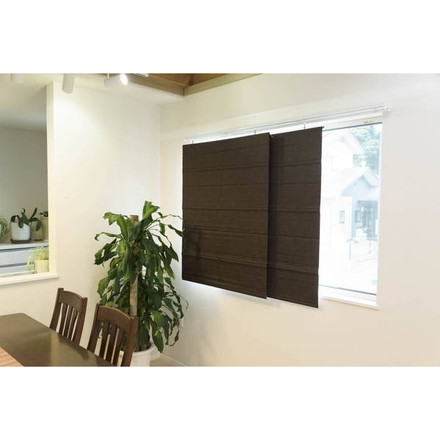 コードレスローマンシェード 遮光 W60×H120cm カフェカーテン スタイルカーテン 小窓 遮光ブラウン（L6173）