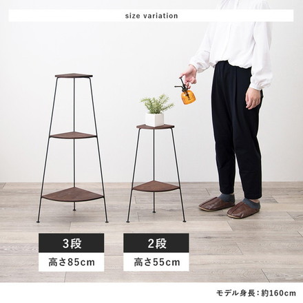 コーナーラック 完成品 2段 オープンラック 棚 スリム ディスプレイラック アイアン スチール リビング ブラック