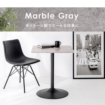 カフェテーブル 大理石調 セラミック柄 正方形 60×60 コーヒーテーブル サイドテーブル モノトーン モダン 白 黒 マーブル調 角型/ブラウン