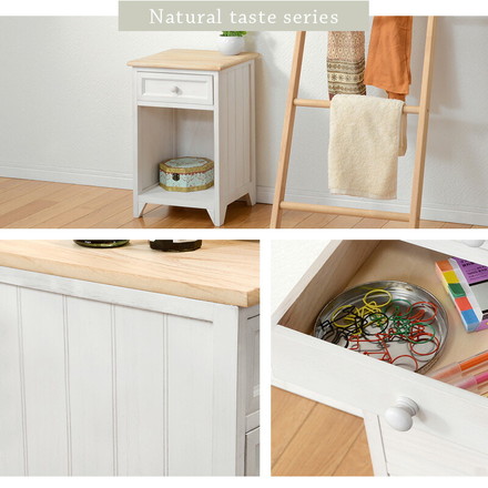 サイドチェスト 幅35 完成品 サイドテーブル ナイトテーブル 収納 取っ手 かわいい フレンチカントリー