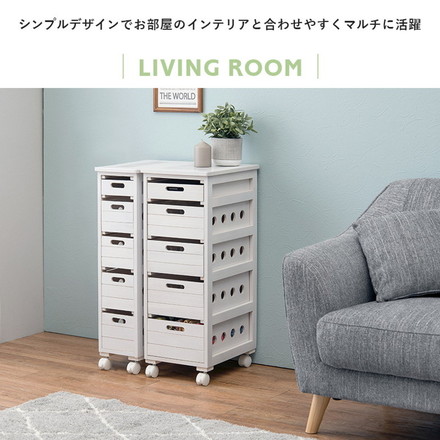 キッチンストッカー 木製 ワゴン 5段 幅30cm 完成品 野菜ストッカー すき間収納 隙間収納 天板タイル 引出し ライトブラウン