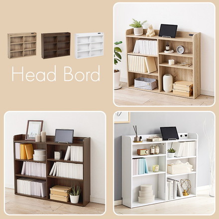 収納ヘッドボード シングル 2口コンセント 可動棚 巾木よけ スリム 棚 ラック 収納 本棚 オープンラック 木製 ホワイト