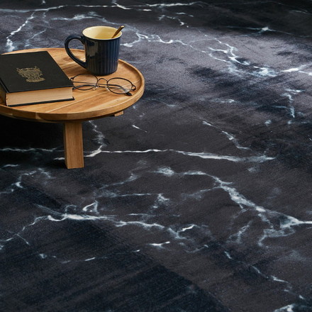 大理石調フランネルラグ 190×190cm 大理石柄 デザインラグ 床暖房対応 プリントラグ 石目調 マーブル調 シック モノトーン ホワイト[270608001]