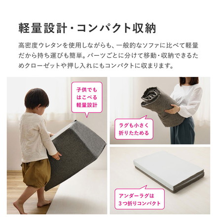 【絶対ズレない】 ピターら ズレないラグソファ 1.5帖セット 120×180cm フロアソファ ローソファ ラグ ブラウン