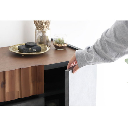 キャビネット 幅90cm 日本製 完成品 サイドボード チェスト リビングボード 脚付き コンクリート調 引き出し収納