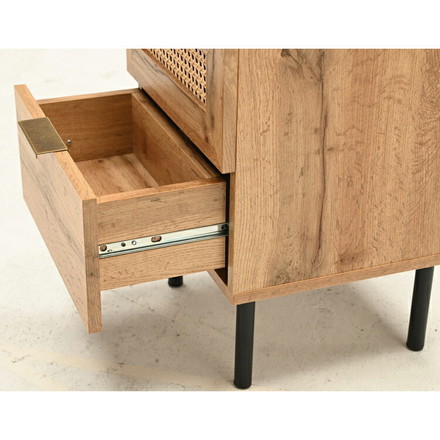 ラタン サイドテーブル 幅35cm 天然ラタン 収納 引き出し ベッドテーブル ほぼ完成品