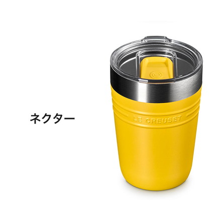LE CREUSET On The Go タンブラー 350ml OTG 蓋付き 片手開閉 目盛り付き ステンレス 広口 お手入れ簡単 洗いやすい マグ マグボトル コンパクト デスクワーク ル・クルーゼ ルクルーゼ チェリーレッド
