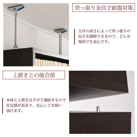 MEMORIA 本棚 深型 扉付き上置き単品 幅41.5 棚板が1cmピッチで調整できる メモリアシリーズ ダークブラウン