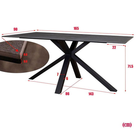 筑波産商 ダイニングテーブル セラミック天板 TK ストームグレイ 165×90×72 Brescia 幅165cm