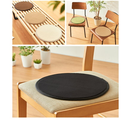 洗える チェアパッド 1枚単品 直径35cm フランネル 円形 チェアーパッド オールシーズン 35R 丸 無地ベージュ