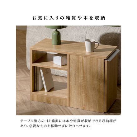 ダストボックス付きサイドテーブル サイドテーブル ゴミ箱 ダストボックス ソファ横 リビング 20L 可動棚 収納 ブラウン