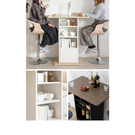 カウンターテーブル コンパクト Baron バロン 幅85cm 収納付き バーテーブル ブラウン/ブラック