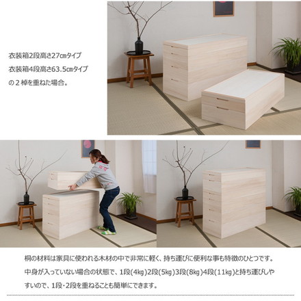 桐心 桐ケース 4段 衣装ケース 押入れ クローゼット 桐たんす 保管庫 保管ケース 竹炭シート 着物 衣類収納 洋服