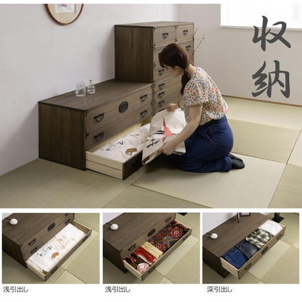 Jidai 桐ケース 3段 衣装ケース 桐タンス チェスト 桐衣装箱 クローゼット 桐たんす 着物 衣類収納