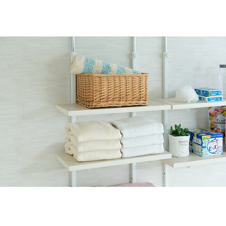 追加棚板1枚 幅59.5cm 取付金具セット ホワイトウォッシュ 本体別売り 1枚のみの販売 壁面ラック 棚 つっぱり