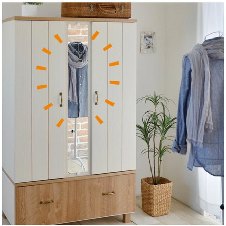 日本製 カリーナ ワードローブ 洋服タンス クローゼット ミラー付き 引き出し 収納 チェスト ケース ロッカー