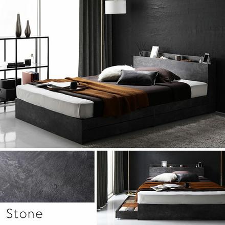 ベッド 収納付き 引き出し付き 木製 棚付き 宮付き コンセント付き シンプル モダン ブラック