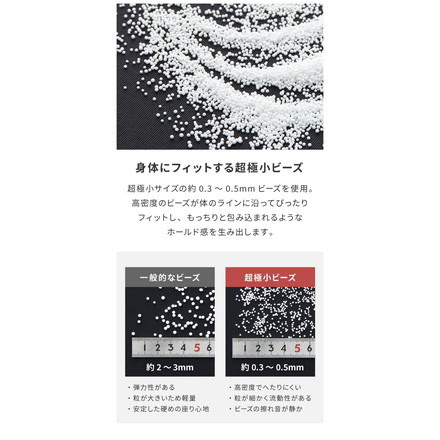 超極小ビーズ ビーズクッション 特大 omochi MID 125×60×20cm モチモチ 洗える カバー付き グレー