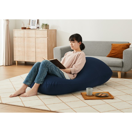 ビーズクッションカバー 135×85cm 洗える 専用カバー 特大 大きい 寝れる ビーズソファ ネイビー