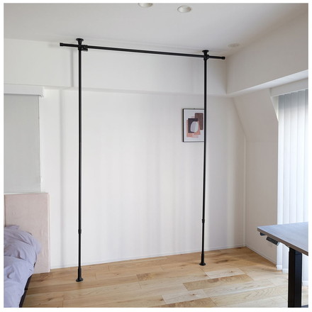 つっぱりカーテンレール リングランナー30個付き 幅200~270cm カーテンポール TOSO トーソー Naivis ナイビス ブラック