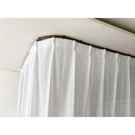 曲がるカーテンレール 3m 日本製 TOSO トーソー 手で曲げられる 出窓 カーブレール 曲がるレール ブラウン