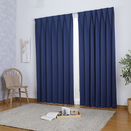 遮光カーテン 遮光1級 サイズ豊富 ウォッシャブル 省エネ 遮熱 保温 断熱 節電 北欧 シンプル ネイビー 幅100×丈105cm2枚組