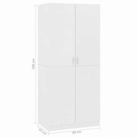 vidaXL ワードローブ ホワイト 80x52x180cm エンジニアリングウッド家具 キャビネット&収納