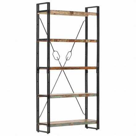 vidaXL 5段 書棚 90x30x180cm 無垢の再生木材家具 棚 本棚・オープンラック