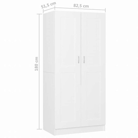 vidaXL 洋服ダンス ホワイト 82.5x51.5x180 cm エンジニアリングウッド家具 キャビネット&収納
