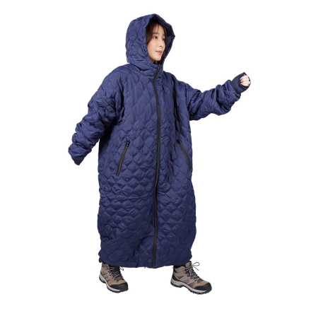 着る寝袋 Lサイズ リバーシブル アウトドア 防寒 キャンプ 前後ファスナー 撥水 人型寝袋