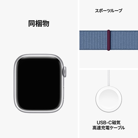 Apple Watch Series 9（GPS + Cellularモデル）- 41mmシルバーアルミニウムケースとウインターブルースポーツループ with AppleCare+