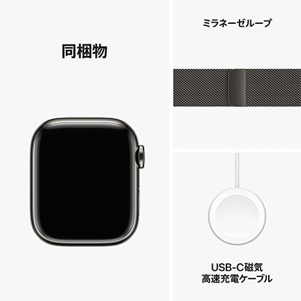 Apple Watch Series 9（GPS + Cellularモデル）- 41mmグラファイトステンレススチールケースとグラファイトミラネーゼループ with AppleCare+