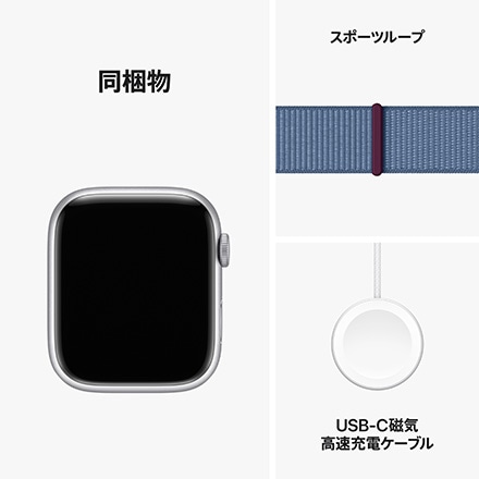 Apple Watch Series 9（GPS + Cellularモデル）- 45mmシルバーアルミニウムケースとウインターブルースポーツループ with AppleCare+
